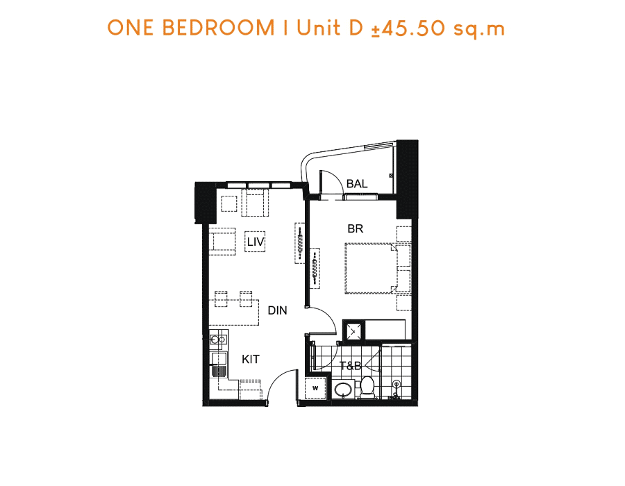 One Bedroom Unit D